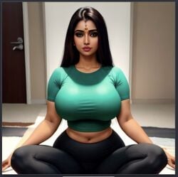 1girls ai_generated big_breasts dezgo_ai tight_clothing yoga yoga_pose