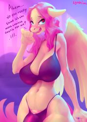 <3_eyes 2023 anthro anthrofied artist_name bad_grammar barely_visible_genitalia barely_visible_penis big_breasts biped black_bra black_clothing black_panties black_underwear blush bra breasts bulge cleavage clothed clothing digital_media_(artwork) english_text equid equine feathered_wings feathers fluttershy_(mlp) friendship_is_magic fur genitals gynomorph hair hair_on_head hasbro heart hi_res horse intersex long_hair lyahim mammal monochrome_fur my_little_pony navel nervous_smile open_mouth open_smile panties pegasus penis pink_hair pony smile solo text underwear wide_hips wings yellow_body yellow_fur yellow_wings