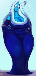 1girls ? belly big_breasts blue_background blue_body blue_diamond_(steven_universe) blue_dress blue_eyes blue_hair blue_skin child_bearing_hips curvy diamond_authority gem_(species) hands_on_waist huge_breasts huge_thighs long_dress madheaven milf slightly_chubby steven_universe surprised teeth thick_thighs tight_clothing trembling tummy very_long_hair wide_eyed wide_hips