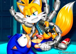 2boys bbmbbf bottomless erect_penis erection furry furry_only gay mobius_unleashed multiple_boys nine_(sonic_prime) palcomix sonic_(series) sonic_prime sonic_the_hedgehog sonic_the_hedgehog_(series) tails tails_nine yaoi