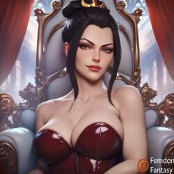 1girls ai_generated avatar_legends avatar_the_last_airbender azula big breasts dominant domination explicit female femdom femdomfantasyai nickelodeon nude obey ordering room rules throne worship