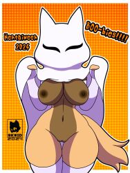 anthro areola big_breasts breasts canid canine canis clothing costume digital_media_(artwork) female fur genitals ghost_costume halloween halloween_costume hi_res holidays idw_publishing looking_at_viewer mammal mostly_nude navel nipples pussy sega simple_background skwid solo sonic_(series) sonic_the_hedgehog_(comics) sonic_the_hedgehog_(idw) sonic_the_hedgehog_(series) standing tail whisper_the_wolf wolf