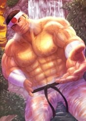 balls bara bulge flaccid genta_iwayama goro_daimon king_of_fighters male male_only muscles muscular penis solo solo_male wet wet_clothes