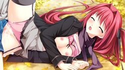 1boy breasts censored closed_eyes female highres long_hair miyama_mizuki nipples ootori_rena otome_ga_tsumugu_koi_no_canvas panties penis red_hair sex vaginal_penetration