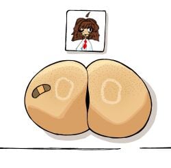 1girls anus anus_peek ass ass_focus bandaid bandaid_on_ass fat_ass female female_focus female_only freckles freckles_on_ass glistening glistening_butt large_ass mrpotato123_ original_character solo solo_female solo_focus stuck stuck_in_wall through_wall ushas_(gogname)