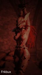 1girls 3d bondage breasts chains elden_ring female female_only femsub frkbux fromsoftware nipples pussy red_hair solo tied_up