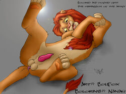 anthro anus balls colifox erection feline feral furry lion male male_only no_humans penis pose sheath simba solo the_lion_king