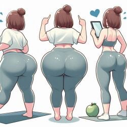 1girls ai_generated ass curvy_female dat_ass fat fat_ass female yoga yoga_pants