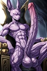 abs ai_generated anthro balls beerus big_balls big_penis cat_humanoid cock cocky69 dragon_ball_super erect_penis erection excessive_size god_of_destruction hard_cock hyper_penis long_penis male_only muscles muscular muscular_anthro muscular_male pecs pectorals penis purple_skin testicles throne veins veiny veiny_arms veiny_legs veiny_penis veiny_testicles