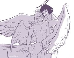 2boys angel angel_(angel_engine) antichrist_(angel_engine) cuntboy halo wings yaoi