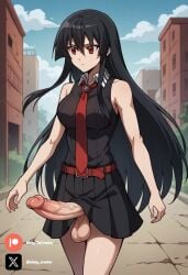 1futa ai_generated akame akame_(akame_ga_kill!) akame_ga_kill! black_hair breasts cock colored dick futa_only futanari futanari futanari/female light_skin light_skinned_futanari long_hair nickythecreator penis red_eyes sexy sexy_body sexy_pose testicles veiny_penis