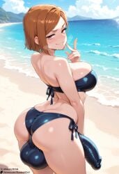 1futa ai_generated ball_bulge beach bikini bulge fat_ass futanari huge_cock jujutsu_kaisen kugisaki_nobara large_breasts looking_at_viewer seductive self_upload starskyai thick_thighs