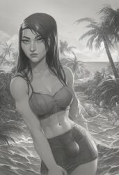 ai_generated arcane arcane_caitlyn bulge caitlyn_kiramman civitai futanari league_of_legends monochrome penis_bulge solo_futa