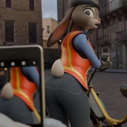 1girls 3d ass_focus blender blender_(software) blender_cycles bunny_ears bunny_tail bunnygirl dressed ears_down eyebrows eyebrows_raised female fully_clothed furry high_resolution humiliation judy_hopps lagomorph long_ears looking_at_viewer looking_back looking_over_shoulder looking_surprised phone picture police police_hat police_officer police_uniform policewoman pov public purple_eyes tail taking_picture tight_clothing tight_pants traffic_cop viewer_pov voyeur voyeur_pov voyeurism zootopia zootropolis