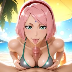 1:1_aspect_ratio 1boy 1girls :p ai-created ai_generated animal areolae bangs bare_shoulders beach between_breasts bikini bird blue_sky blush bodily_fluids boruto:_naruto_next_generations breast_press breasts breasts_squeezed_together clavicle cleavage clothing cloud day erection extremely_large_filesize facial_mark female fingernails forehead_mark front-tie_top genital_fluids green_eyes grey_bikini grey_swimsuit hairband headwear high_resolution jewelry kyefie large_breasts large_filesize lens_flare lips looking_at_viewer male male_pov medium_breasts naruto naruto_(series) naruto_shippuden navel nipples nude ocean open_mouth outdoors paizuri paizuri_under_clothes palm_tree penis pink_hair pink_nails pov precum sakura_haruno saliva saliva_trail sand sex shiny shiny_skin short_hair sky smile solo_focus straight sunlight sweat swimsuit tongue tongue_out tree umbrella uncensored very_high_resolution water