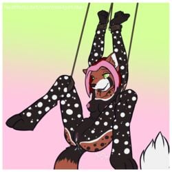 2013 after_sex black_fur breasts cum cum_in_pussy cum_inside female fur hair kayla_(qckslvrslash) mistystriker nude pink_hair pussy red_panda solo spread_legs spreading suspension