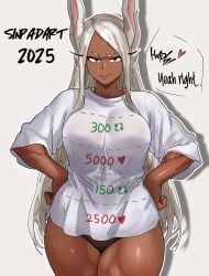 athletic_female bunny_ears bunny_girl dark-skinned_female looking_at_viewer miruko muscular_thighs my_hero_academia rumi_usagiyama sinpadart tagme thick_thighs twitter_strip_game_(meme)