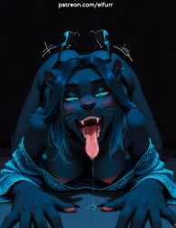 1girls big_breasts elfurr furry furry_female furry_only horny nipples open_clothes open_mouth panther pov tongue_out