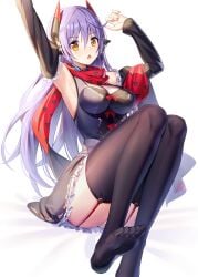 1girls big_breasts cleavage clothed lavender_hair nintendo poppi_(xenoblade) poppi_qtpi_(xenoblade) ririko scarf thighhigh_socks xenoblade_(series) xenoblade_chronicles_2