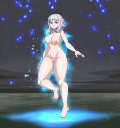 1girls areolae aura big_breasts blunt_bangs breasts captain_kirb closed_mouth emblem_(fire_emblem) feet female female_only fire_emblem fire_emblem_engage fire_emblem_heroes floating higher_resolution_duplicate large_breasts light-skinned_female light_skin looking_at_viewer navel neutral_expression nipples nude nude_female pussy short_hair short_hair_with_long_locks silver_eyes silver_hair solo thick_thighs veronica_(fire_emblem)