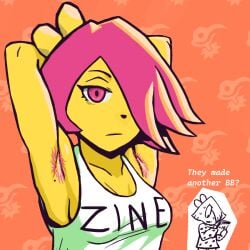 anthology_of_the_killer arms_up bb_(of_the_killer) hairy_armpits of_the_killer of_the_killer_(series) tagme tagme_(artist) text