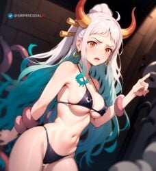 ai ai_generated ai_hands animal bad_anatomy bikini female female_focus one_piece sirpercedalai tentacle yamato yamato_(one_piece)