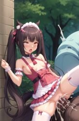 adult aged_up ahe_gao ai_generated animal_ears bad_anatomy chocola_(sayori) cum interspecies nekopara rape size_difference small_breasts tears vaginal_penetration