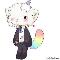 blush budsforbuddies_artstyle cakepop fantakaleonz furry object_oc rainbow_tail sprinklezthecakepop