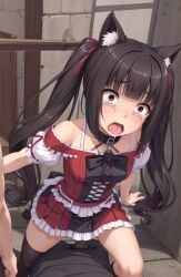 adult aged_up ahe_gao ai_generated bad_anatomy chocola_(sayori) cum interspecies nekopara rape size_difference small_breasts tears vaginal_penetration