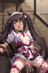 adult aged_up ahe_gao ai_generated animal_ears bad_anatomy chocola_(sayori) cum fishnets interspecies nekopara rape size_difference small_breasts tears vaginal_penetration