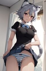 ai_generated bad_anatomy cameltoe linia_dedoldia mushoku_tensei panties pussy pussy_juice skirt wet