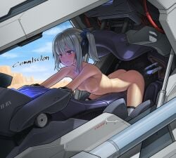 1girls anal bent_over bondage breasts casual cockpit commission desert dildo double_penetration exposed_torso female grey_hair human imminent_penetration machine mecha nudist open_cockpit original pale_skin ponytail pussy_juice pussy_juice_trail red_eyes restrained robot sex_machine sex_toy skeb_commission small_breasts solo straddling sweat takada_kazuhiro thighhighs vaginal