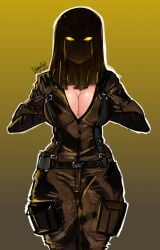 1female 1girls covered_face cybraxhell mask masked masked_female nokk_(rainbow_six) rainbow_six_siege squeezing_breast tagme teasing