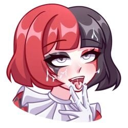 1girls ahe_gao alpha_channel clown clown_girl clown_makeup cum cum_on_face maf maf_sticker_vk png red_and_black_hair smile smiling sticker stickers stickers_vk vk_stickers vkontakte