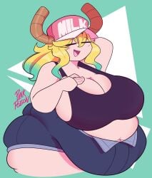 chubby fat female hanging_belly huge_ass huge_breasts kobayashi-san_chi_no_maidragon lucoa obese overweight overweight_female pink_poison67 quetzalcoatl_(dragon_maid)