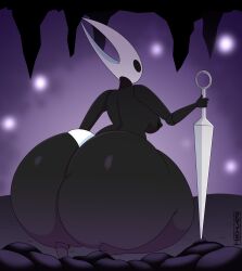 ass_bigger_than_head ass_focus big_ass big_breasts bottomwear breasts_bigger_than_head female female_only hexami hollow_knight hornet_(hollow_knight) huge_ass hyper hyper_ass topless