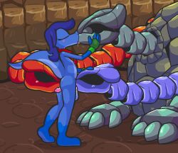 2023 3_heads 4_fingers 4_toes anal anthro anthro_on_feral anthro_penetrating anthro_penetrating_feral balls blue_balls blue_body blue_scales blush bodily_fluids cave claws closed_eyes clothing cum cum_from_mouth cum_in_mouth cum_inside dragon feet feral feral_penetrated fingerless_gloves fingers genital_fluids genitals gloves gloves_(marking) green_claws green_clothing green_gloves green_handwear grey_body grey_eyes grey_pupils grey_scales handwear head_grab hi_res hydra inside leg_markings lizard male male/male male_penetrated male_penetrating male_penetrating_male markings mostly_nude multi_head nintendo oral penetration pupils red_body red_scales reptile rimming scales scalie sex side_view socks_(marking) standing the_legend_of_zelda toe_claws toes tongue tongue_out trinexx ulti_(ultilix) ultilix zoophilia