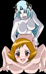 1futa 1girl 1girls all_fours areolae artist_request blue_hair blush breasts brown_hair doggy_style duo female fresh_pretty_cure fresh_pretty_cure! front_view futa_on_female futanari highres human large_breasts light-skinned_female light-skinned_futanari light_skin long_hair milf momozono_ayumi multiple_girls nipples northa nude precure pretty_cure sex sex_from_behind short_hair small_breasts top-down_bottom-up