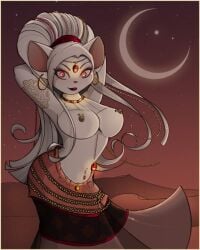 1anthro 1girls 2007 2d 2d_(artwork) 5:6 arabian arabian_clothes arabian_female arms_behind_head belly_chain casual_topless choker circlet clothed coffinberry colored crescent_moon dancing desert digital_media_(artwork) e621 ear_piercing ear_ring eve_(coffinberry) female furaffinity hairband hands_behind_head hoop_earrings long_hair_female long_white_hair looking_at_viewer makeup medium_breasts moon mouse mouse_ears mouse_girl mouse_humanoid navel nipple_piercing nipples pink_nose portrait public_topless raised_arms red_eyes red_eyes_female red_skirt skirt skirt_only sky slim smile star starry_sky three-quarter_portrait topless topless_anthro topless_female uncensored uncensored_breasts waist_accessory white_fur white_hair white_hair_female