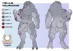 1ceberg absurd_res alien anthro ass balls big_balls big_penis erection front_view genitals hi_res male male_only mass_effect model_sheet muscular muscular_male nude penis rear_view solo standing turian