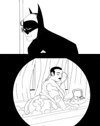 2020 2koma amanda_waller ass bath bathing bathroom bathtub batman bbw big_ass big_butt black_and_white breasts bruce_wayne cowl dc dc_comics dcau foam hair justice_league lips looking_at_viewer mature mature_female mature_woman milf monochrome nude short_hair spying thick_lips water