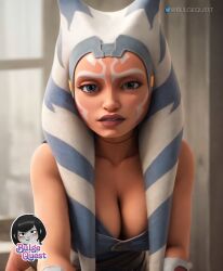 1girls ahsoka_tano ai_generated alien bulge_quest cleavage female female_only orange_skin solo solo_female star_wars star_wars:_the_clone_wars teenager togruta