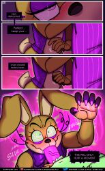 anthro blowjob bunny bunnysuit claws color comic dialogue english_text erection five_nights_at_freddy's fur gay glitchtrap littlegeecko male male_only oral oral_sex penis text uncensored yaoi