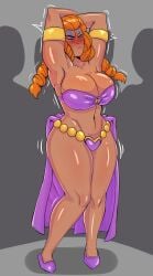 1girls auburn_hair belly_dancer belly_dancer_outfit big_breasts blush closed_eyes face_markings female female_focus harem_girl harem_outfit huge_breasts long_hair mature_female milf mother primal_(series) rikka_(primal) spakka5 viking viking_female voluptuous voluptuous_female