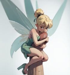 1boy 1girls ai_generated aigeneratedp disney extreme_size_difference fairy female giant holding_penis larger_male macro male micro micro_on_macro minigirl peter_pan peter_pan_(disney) size_difference smaller_female tinker_bell tits