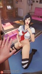 3d bottomless caught darkbahamuth dildo fortnite high_socks orgasm school_uniform schoolgirl sex_toy socks squirting teenager tsuki_(fortnite) video_games