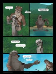 2023 4_panel_comic adam_wan animal_genitalia anthro balls bottomless canid canine canis clothed clothing comic cub digital_media_(artwork) english_text female forest fur genitals group hair hi_res inkbunny male mammal melee_weapon nude outside page_31 page_number plant polearm sheath spear speech_bubble subscribestar_username tanta's_bargain tanta_(zaush) text tree trio url water weapon wolf wolf_ears wolf_humanoid wolf_tail wolfboy wolfgirl young zaush