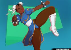 1girls chun-li_(cosplay) cosplay dark-skinned_female dark_skin female female_only forkedtail fully_clothed lilo_and_stitch nani_pelekai solo street_fighter