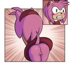 1girls amy_rose ass blush female going_commando no_panties pussy sega shocked_expression sonic_(series) theskinnbox