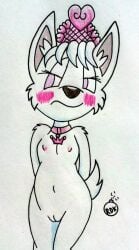 anthro blush canid canine cub female female_only paw_patrol reddragonkan solo sweetie_(paw_patrol) traditional_media_(artwork) tsundere yorkshire_terrier